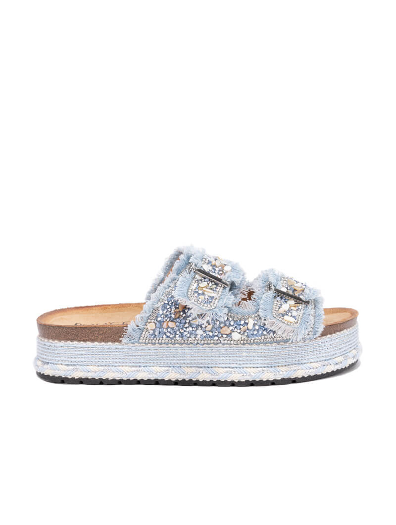 Mules à boucles et strass